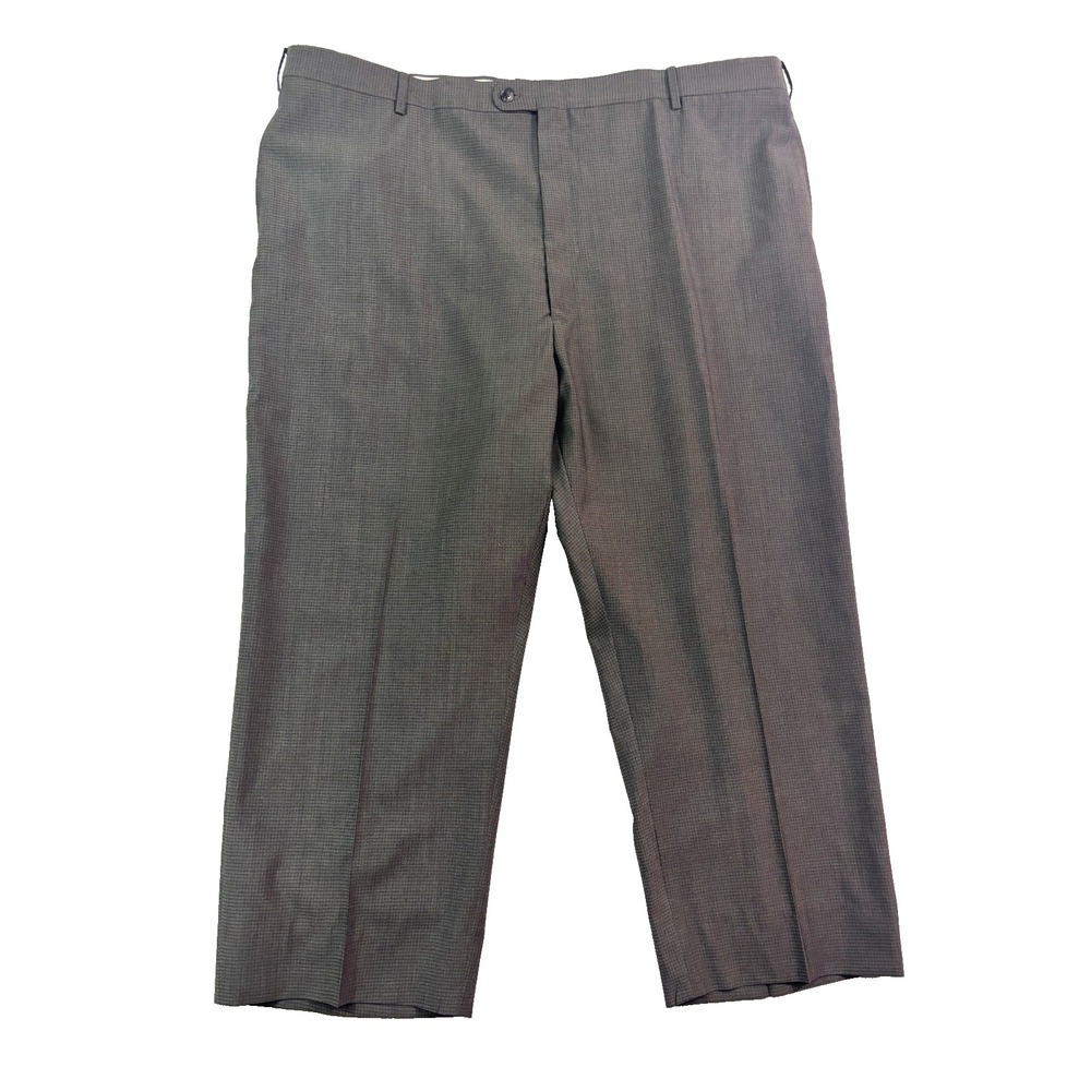 Joseph Abboud 48x29 Olive Green Check Dress Suit Pants Wool‎ Flat Front Trousers